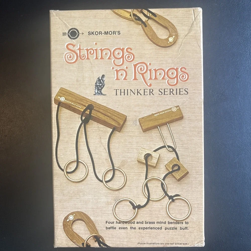 Vintage Skor-Mor's Strings n Rings Thinker Series Brain Teaser Game